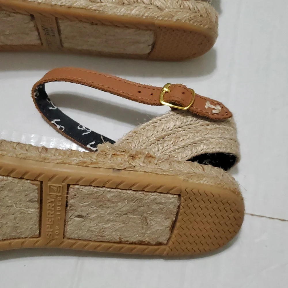 Sperry Hope Top Sider Striped Red Jute Straps Nautical Espadrille Sandals 11M